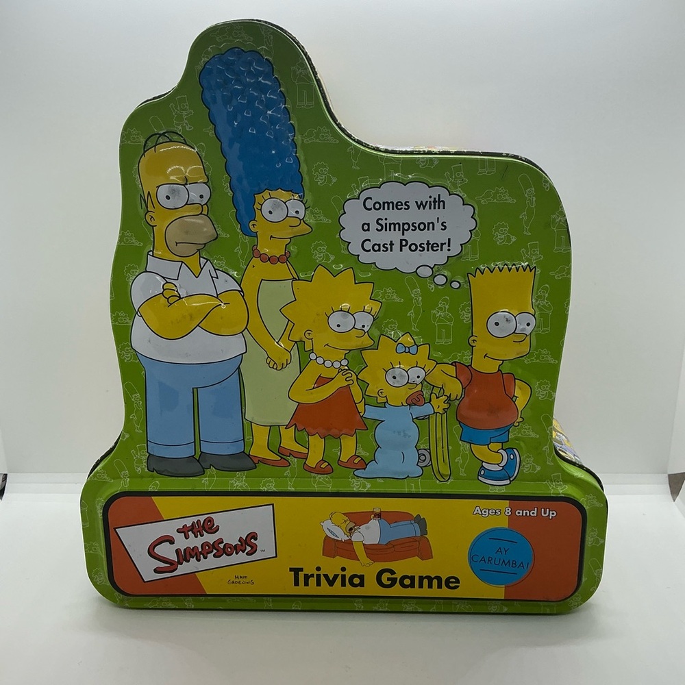 Vintage The Simpsons Trivia Game Tin 2000’s Ages 8 And Up Complete